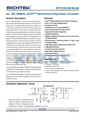 RT7235 datasheet - 5A, 18V, 650kHz, ACOTTM Synchronous Step-Down Converter