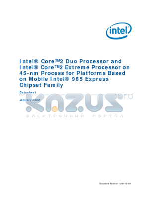 T9300 datasheet - Core2 Duo Processor and Core2 Extreme Processor on 45-nm Process