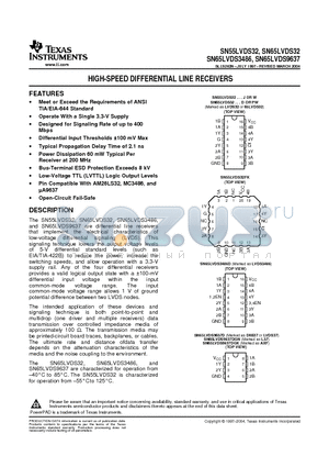 SN65LVDS32 datasheet - HIGH-SPEED DIFFERENTIAL LINE RECEIVERS