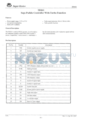 SD166 datasheet - SEGA PADDLE CONTROLLER WITH TURBO FUNCTION