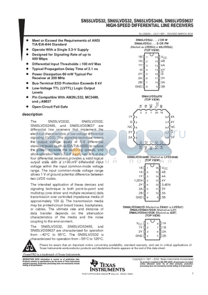 SN65LVDS3486 datasheet - HIGH-SPEED DIFFERENTIAL LINE RECEIVERS