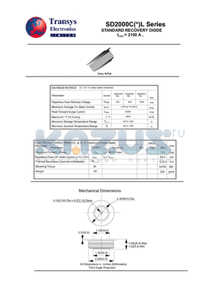 SD2000C datasheet - STANDARD RECOVERY DIODE