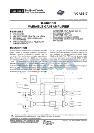 VCA8617PAGR datasheet - 8-Channel VARIABLE GAIN AMPLIFIER