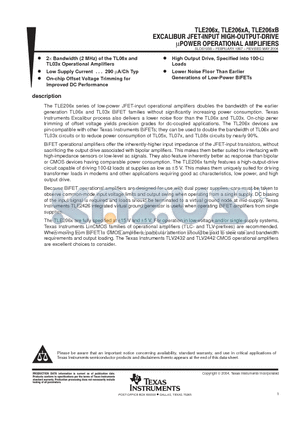 TLE2061ACD datasheet - EXCALIBUR JFET-INPUT HIGH-OUTPUT-DRIVE uPOWER OPERATIONAL AMPLIFIERS