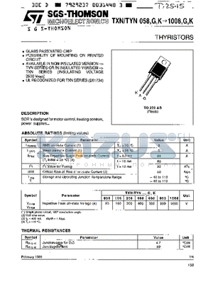 TXN10 datasheet - THYRISTORS