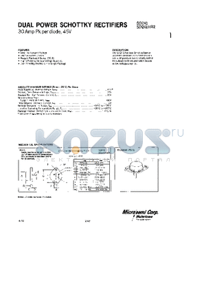 SD241-1 datasheet - Dual Power Schottky Rectifier