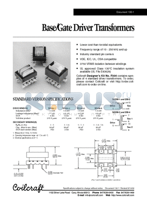 SD250-4 datasheet - Base/Gate Driver Transformers