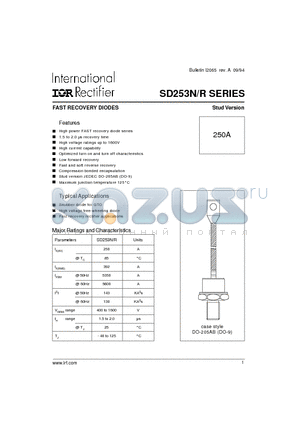SD253N04S15MV datasheet - FAST RECOVERY DIODES Stud Version