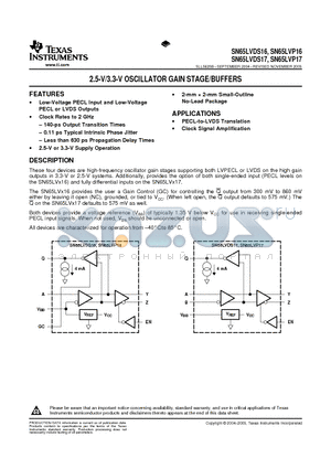 SN65LVP16DRFTG4 datasheet - 2.5-V/3.3-V OSCILLATOR GAIN STAGE/BUFFERS