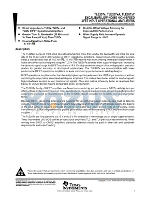 TLE2071ACD datasheet - EXCALIBUR LOW-NOISE HIGH-SPEED JFET-INPUT OPERATIONAL AMPLIFIERS