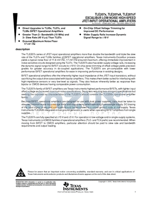 TLE2071AMJG datasheet - EXCALIBUR LOW-NOISE HIGH-SPEED JFET-INPUT OPERATIONAL AMPLIFIERS