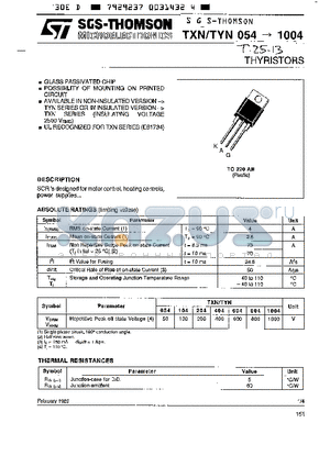 TYN404 datasheet - THYRISTORS