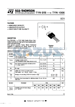 TYN406 datasheet - Silicon controlled rectifiers