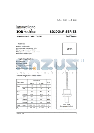 SD300N datasheet - STANDARD RECOVERY DIODES Stud Version