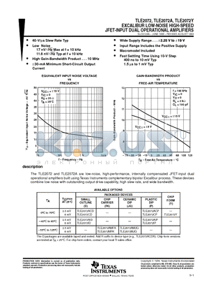 TLE2072AID datasheet - EXCALIBUR LOW-NOISE HIGH-SPEED JFET-INPUT DUAL OPERATIONAL AMPLIFIERS