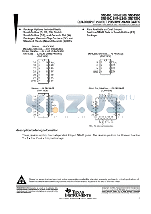 SN7400DE4 datasheet - QUADRUPLE 2-INPUT POSITIVE-NAND GATES