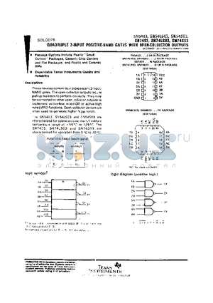 SN7403N datasheet - QUADRUPLE 2-INPUT POSITIVE-NAND GATES WITH OPEN-COLLECTOR OUTPUTS