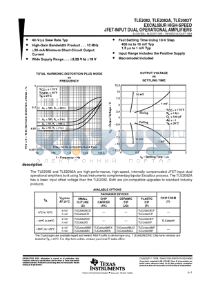 TLE2082AID datasheet - EXCALIBUR HIGH-SPEED JFET-INPUT DUAL OPERATIONAL AMPLIFIERS