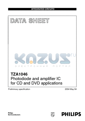TZA1046 datasheet - Photodiode and amplifier IC for CD and DVD applications