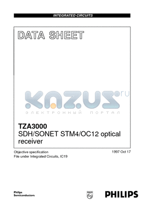TZA3000 datasheet - SDH/SONET STM4/OC12 optical receiver