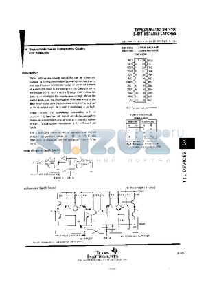 SN74100 datasheet - 8-BIT BISTABLE LATCHES