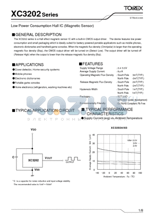 XC3202A183MR-G datasheet - Low Power Consumption Hall IC (Magnetic Sensor)