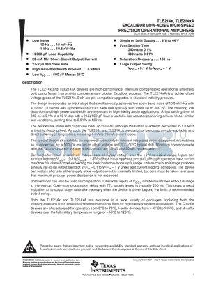 TLE2141AMFKB datasheet - EXCALIBUR LOW NOISE HIGH SPEED PRECISION OPERATIONAL AMPLIFIERS