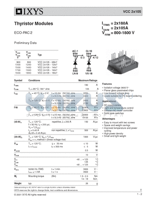 VCC2X105-12IO7 datasheet - Thyristor Modules