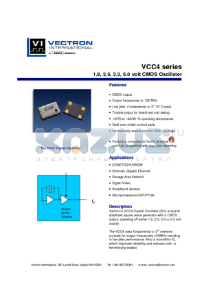 VCC4-E3A-50M000 datasheet - 1.8, 2.5, 3.3, 5.0 volt CMOS Oscillator
