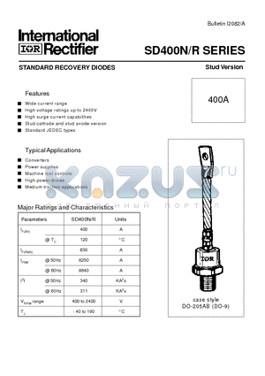 SD400N12PC datasheet - STANDARD RECOVERY DIODES Stud Version