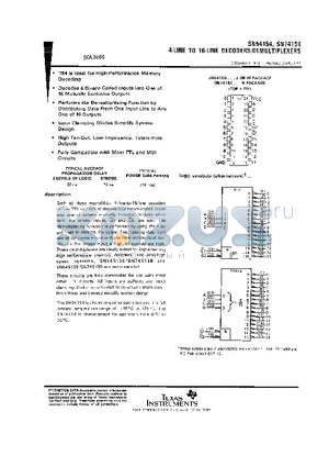 SN74154 datasheet - 4-LINE TO 16-LINE DECODERS/MEMULTIPLEXERS