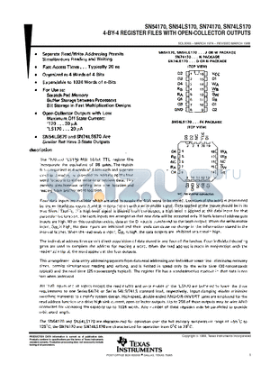 SN74170 datasheet - 4-BY-4 REGISTER FILES WITH OPEN-COLLECTOR OUTPUTS