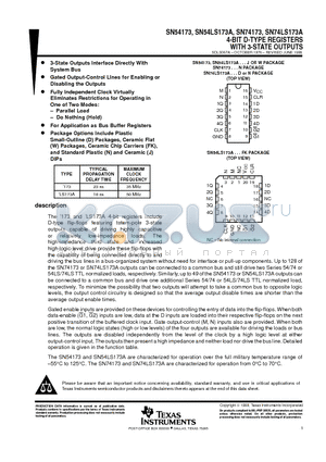 SN74173 datasheet - 4-BIT D-TYPE REGISTERS WITH 3-STATE OUTPUTS