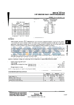 SN74180N datasheet - 9-BIT ODD/EVEN PARITY GENRATORS/CHECKERS