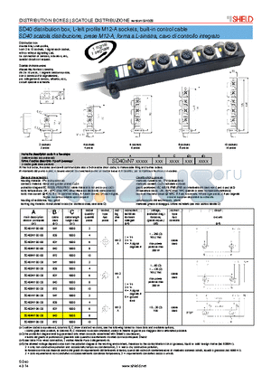 SD401N700100 datasheet - SD40 distribution box, L-left profile M12-A sockets, built-in control cable