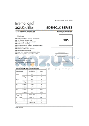 SD403C datasheet - FAST RECOVERY DIODES