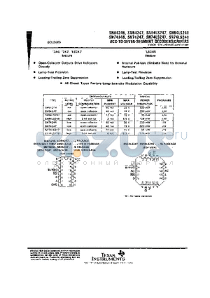 SN74247 datasheet - BCD-TO-SEVEN-SEGMENT DECODERS/DRIVERS