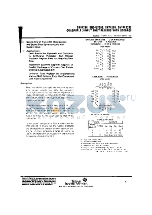 SN74298 datasheet - QUADRUPLE 2-INPUT MULTIPLEXERS WITH STORAGE