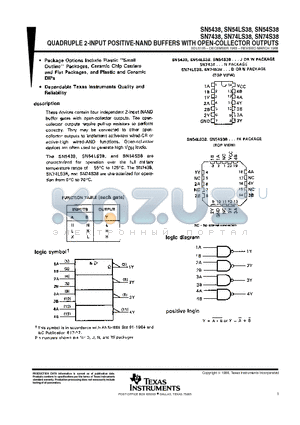 SN7438J datasheet - QUADRUPLE 2-INPUT POSITIVE-NAND BUFFERS WITH OPEN-COLLECTOR OUTPUTS