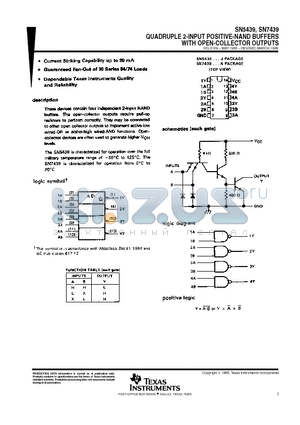 SN7439 datasheet - QUADRUPLE 2-INPUT POSITIVE-NAND BUFFERS WITH OPEN-COLLECTOR OUTPUTS