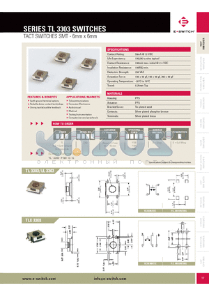 TLE3303AF100QG datasheet - TACT SWITCHES SMT - 6mm x 6mm
