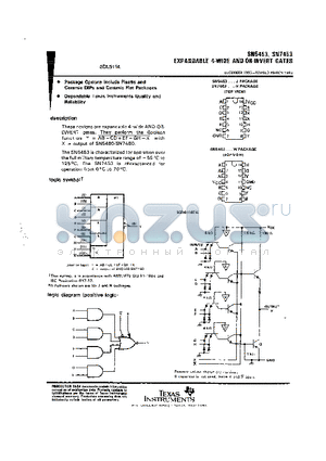 SN7453 datasheet - EXPANDABLE 4 WIDE AND ORINVERT GATES