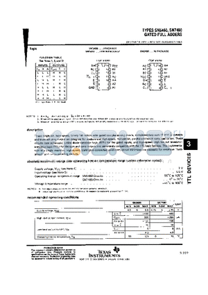 SN7480J datasheet - GATED FULL ADDERS