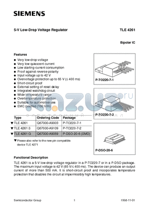 TLE4261 datasheet - 5-V Low-Drop Voltage Regulator