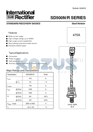 SD500R datasheet - STANDARD RECOVERY DIODES Stud Version