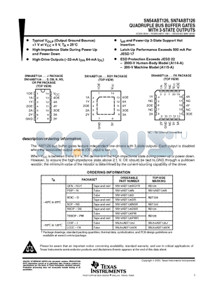 SN74ABT126DBR datasheet - QUADRUPLE BUS BUFFER GATES WITH 3-STATE OUTPUTS