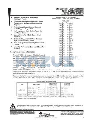 SN74ABT162244 datasheet - 16-BIT BUFFERS/DRIVERS WITH 3-STATE OUTPUTS