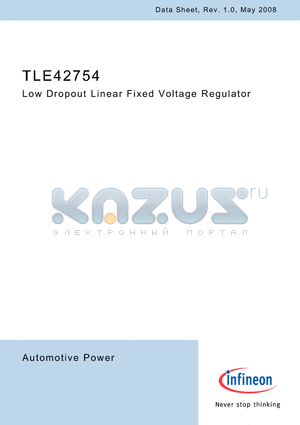 TLE42754 datasheet - Low Dropout Linear Fixed Voltage Regulator
