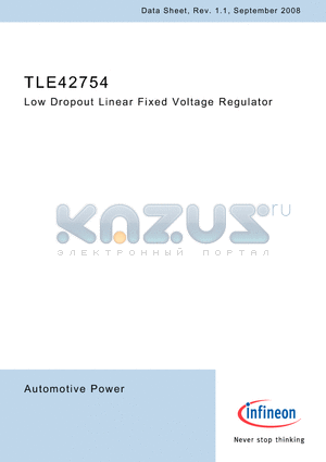 TLE42754 datasheet - Low Dropout Linear Fixed Voltage Regulator