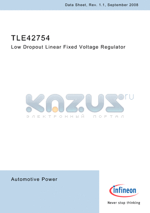 TLE42754E datasheet - Low Dropout Linear Fixed Voltage Regulator